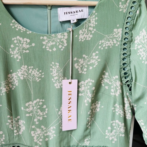 JessaKae Sage Green Midi Dress – Flowy Short Sleeve, NWT, M - Picture 4 of 7